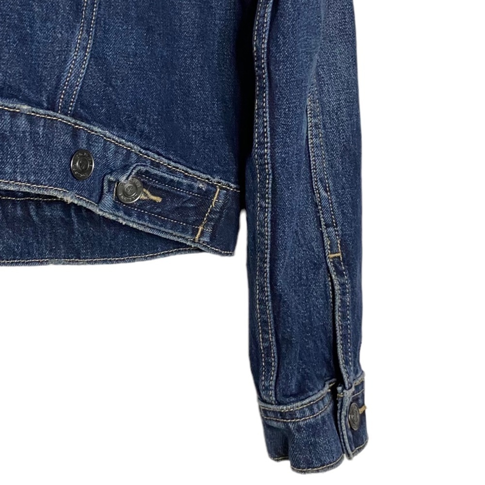 Current/Elliott Baby Trucker Jacket Denim Distressed Dark Blue Wash Cropped 2 - Picture 12 of 16